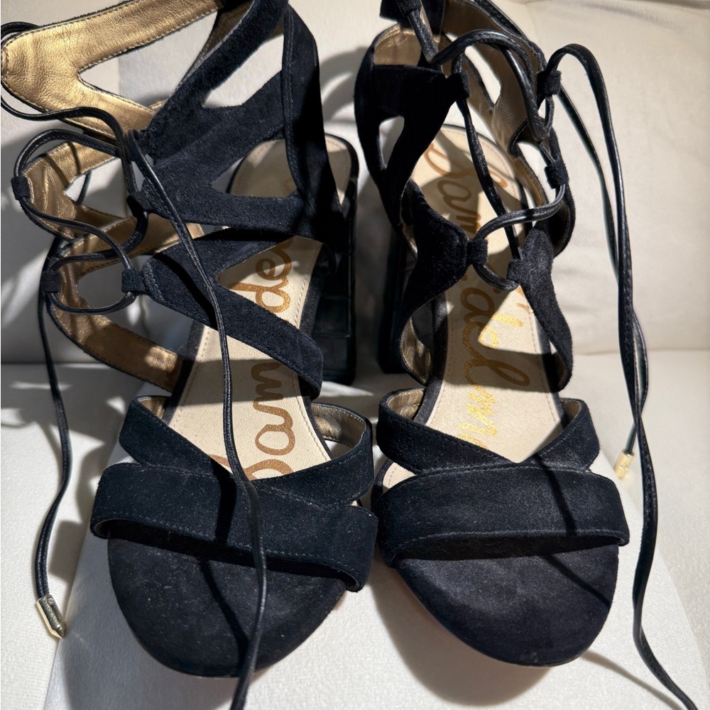 Sam Edelman Black Lace-Up Heels